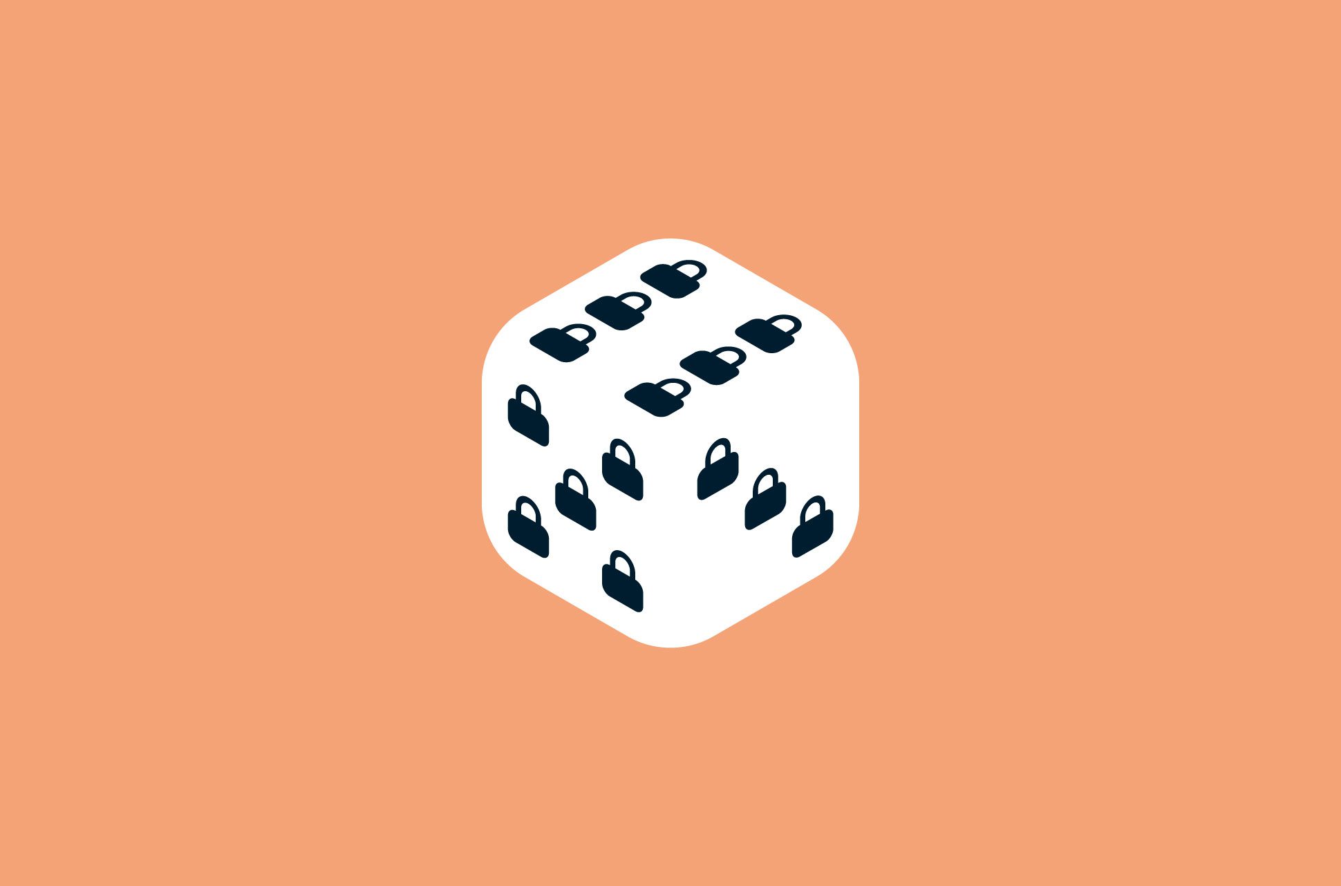 Dice with locks on it, representing Diceware as a password generator.