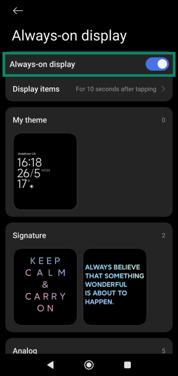 Customizing the Always-on display in a Xiaomi device