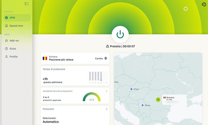 Screenshot of the main connection window in the ExpressVPN macOS app.