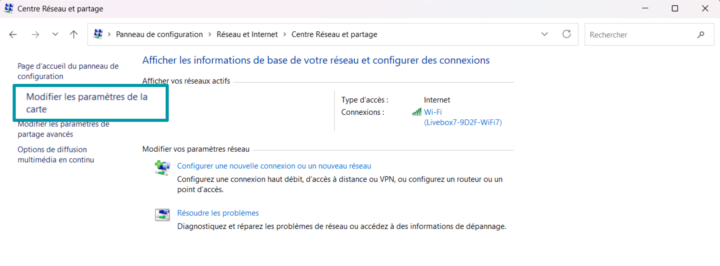 Click Change Adapter Settings Fr