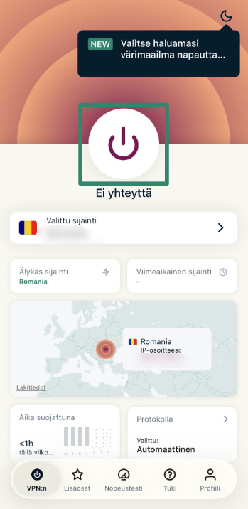 Connecting to ExpressVPN on iOS.