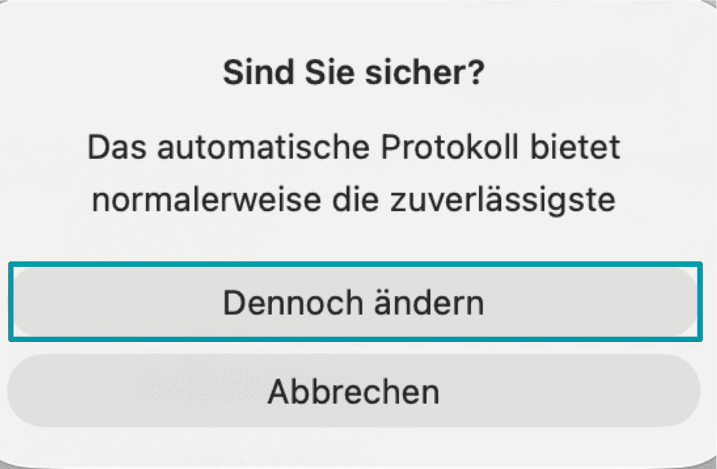 Click Change Anyway De