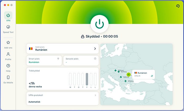 The ExpressVPN macOS app connected.