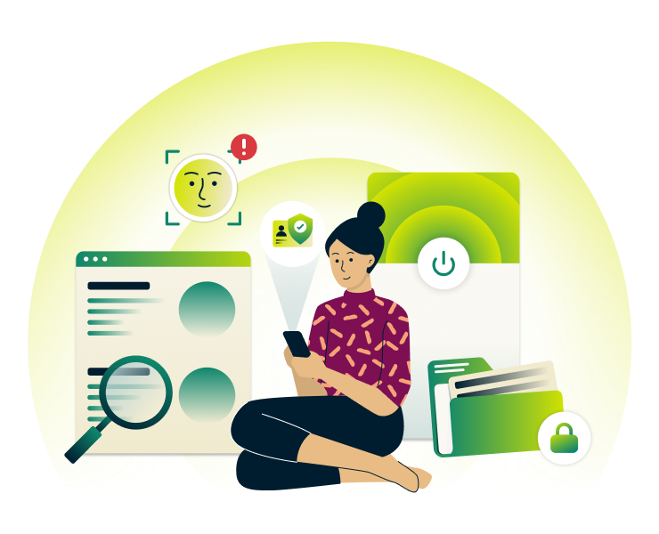 Phone user shielded by identity protection tools.