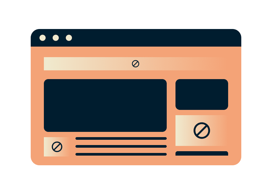 Illustration af den avancerede beskyttelsesfunktion til blokering af reklamer på hjemmesider