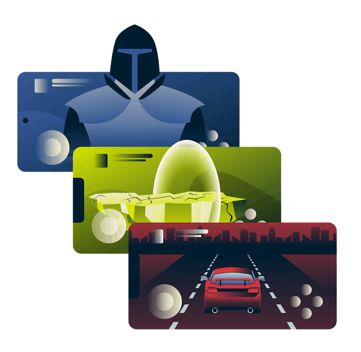 A variety of smartphones with games.