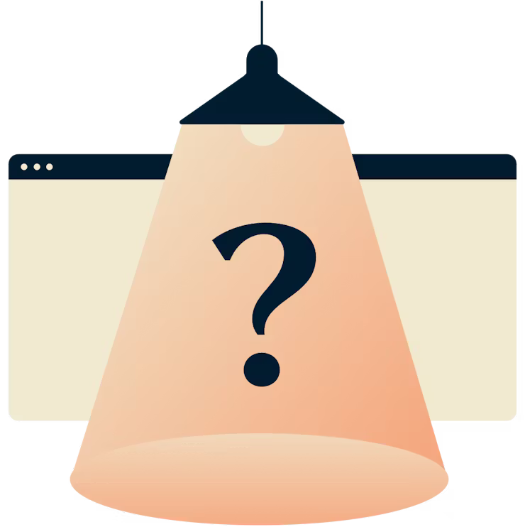 Spørsmålstegn under en lampe lys.