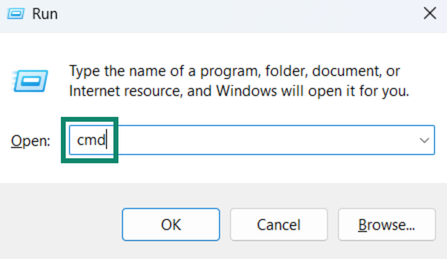 Opening Command Prompt on Windows.