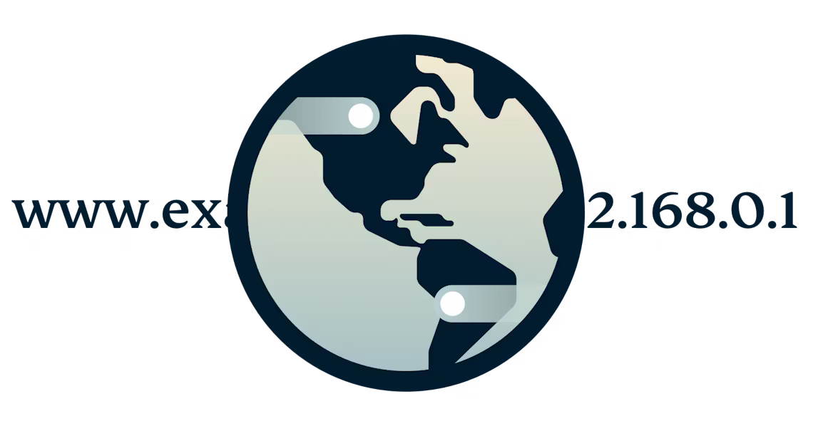 Okrągłe logo DNS pokazujące adres URL przetłumaczony na adres IP