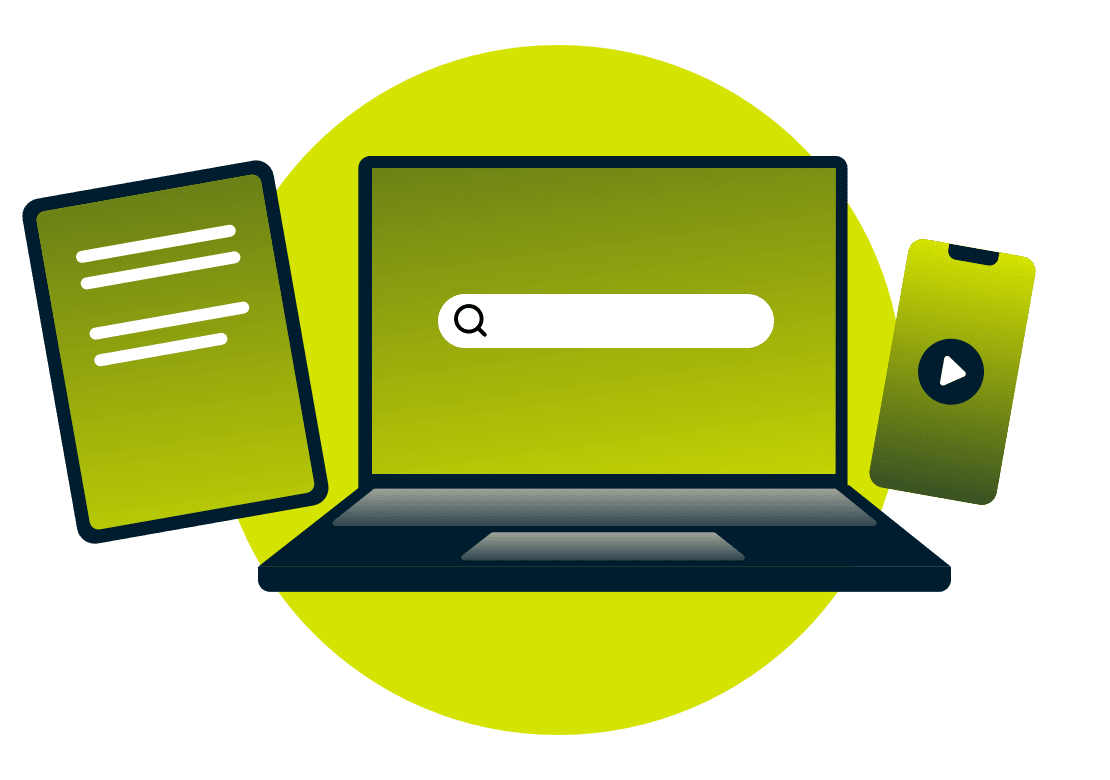 En bærbar computer, en tablet og en telefon.