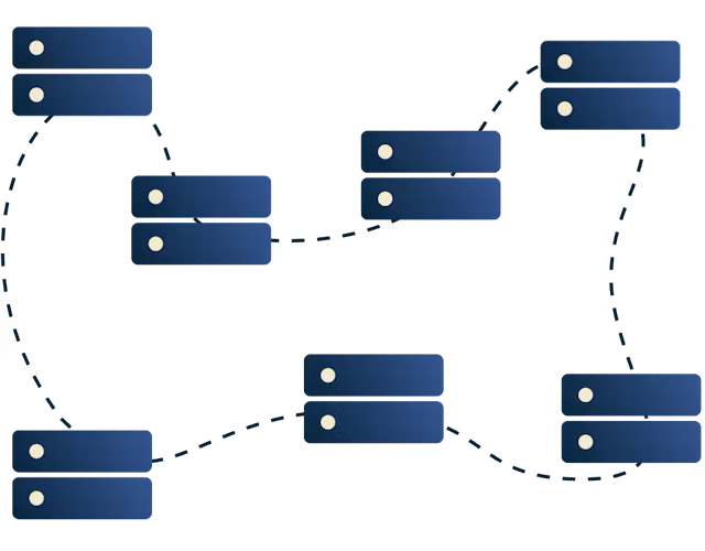 互いに接続されたサーバー。