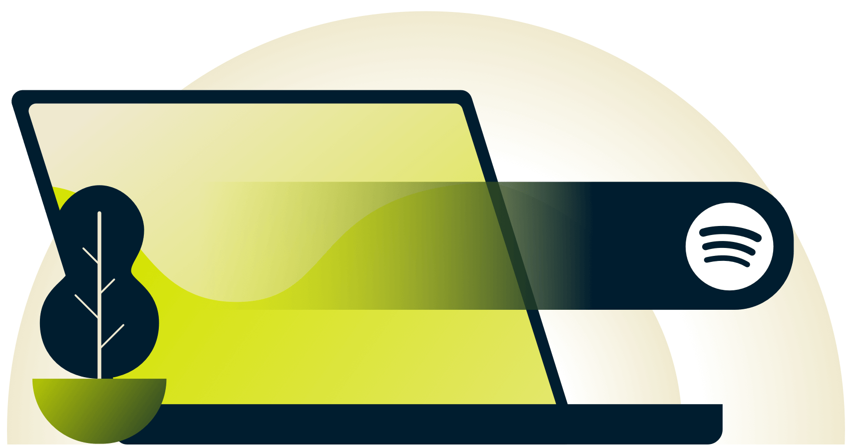 ท่าปัดนิ้วที่มีโลโก้ Spotify จากแล็ปท็อป