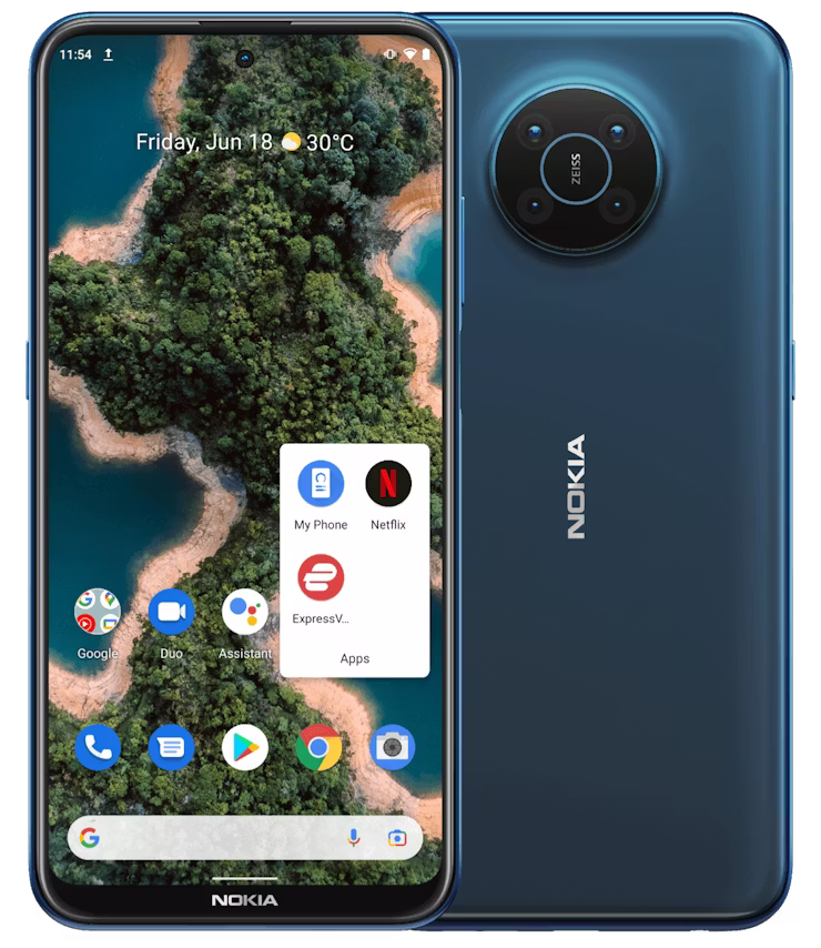 Aplikacja ExpressVPN widoczna na ekranie głównym smartfona Nokia XR20.