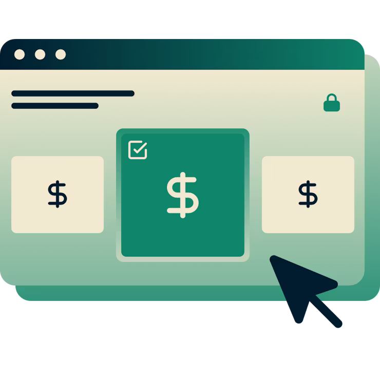 Bestellseite mit drei Abonnements einschließlich einem ExpressVPN-Jahresabonnement und -Monatsabonnement.