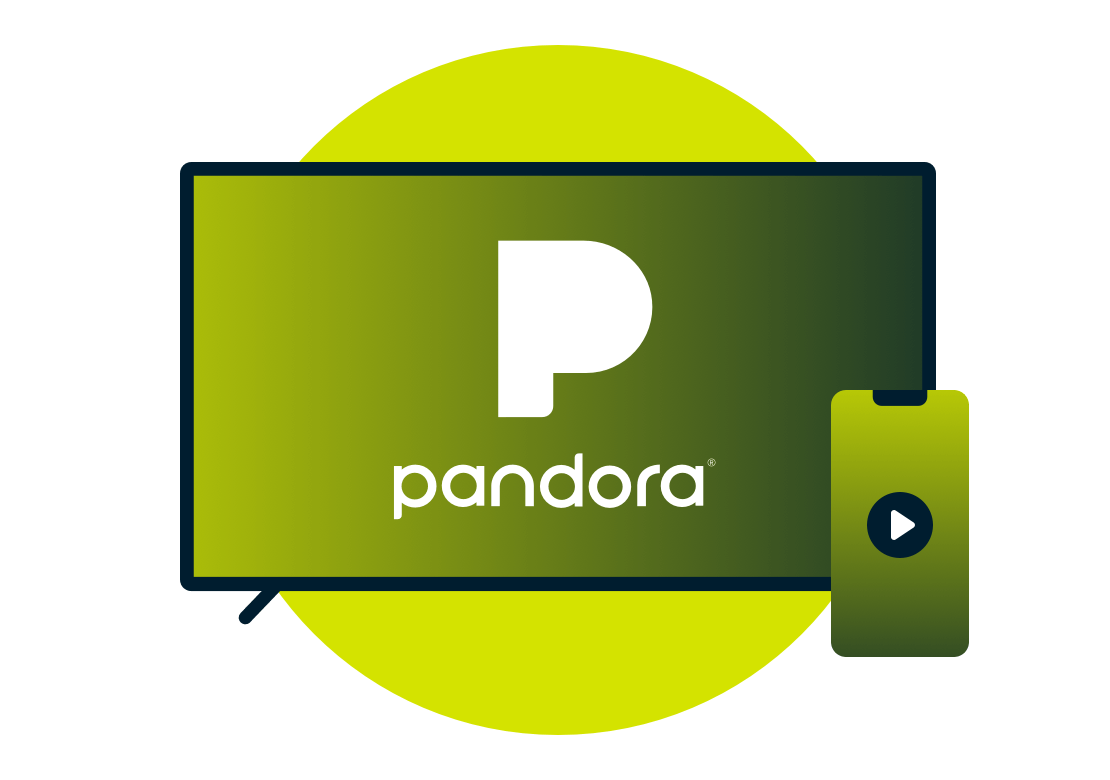 Schermo televisivo con logo Pandora.