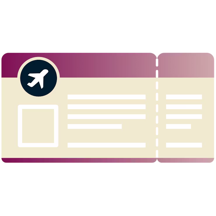 Boarding pass with plane symbol.
