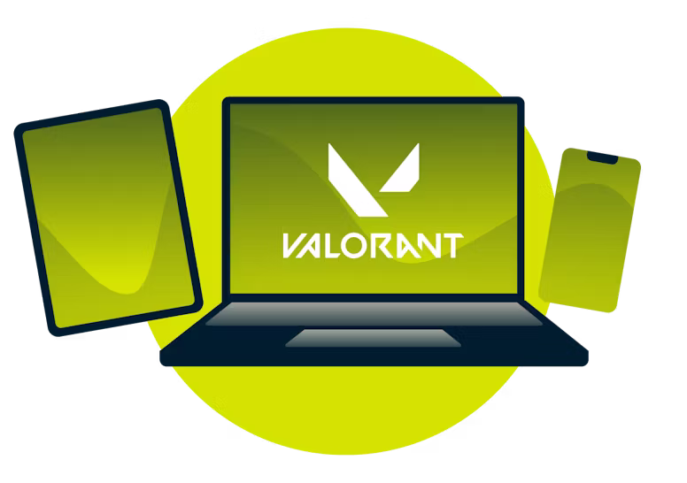 A variety of devices with the Valorant logo.