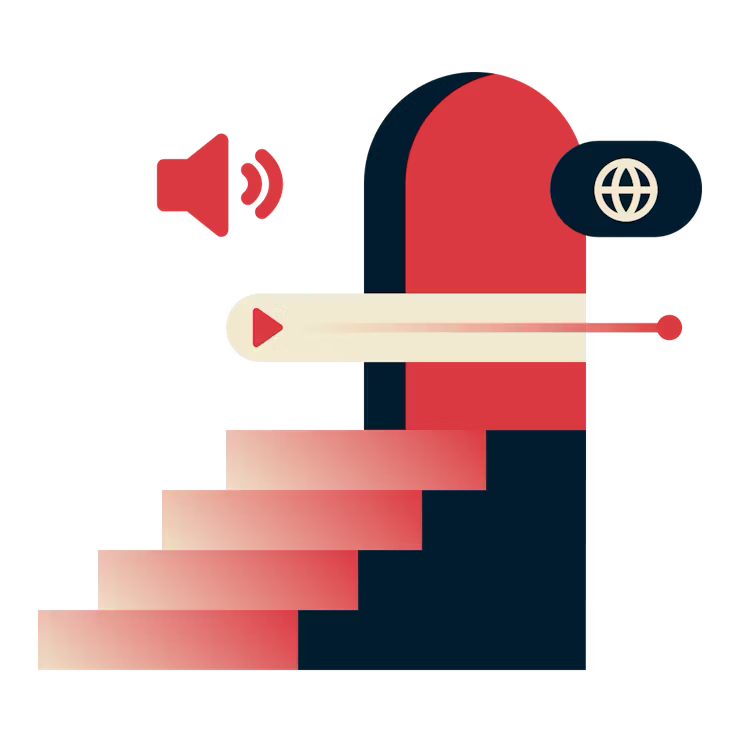 Titta på innehåll var som helst: Trappor till en öppen dörr, som representerar tillträde.