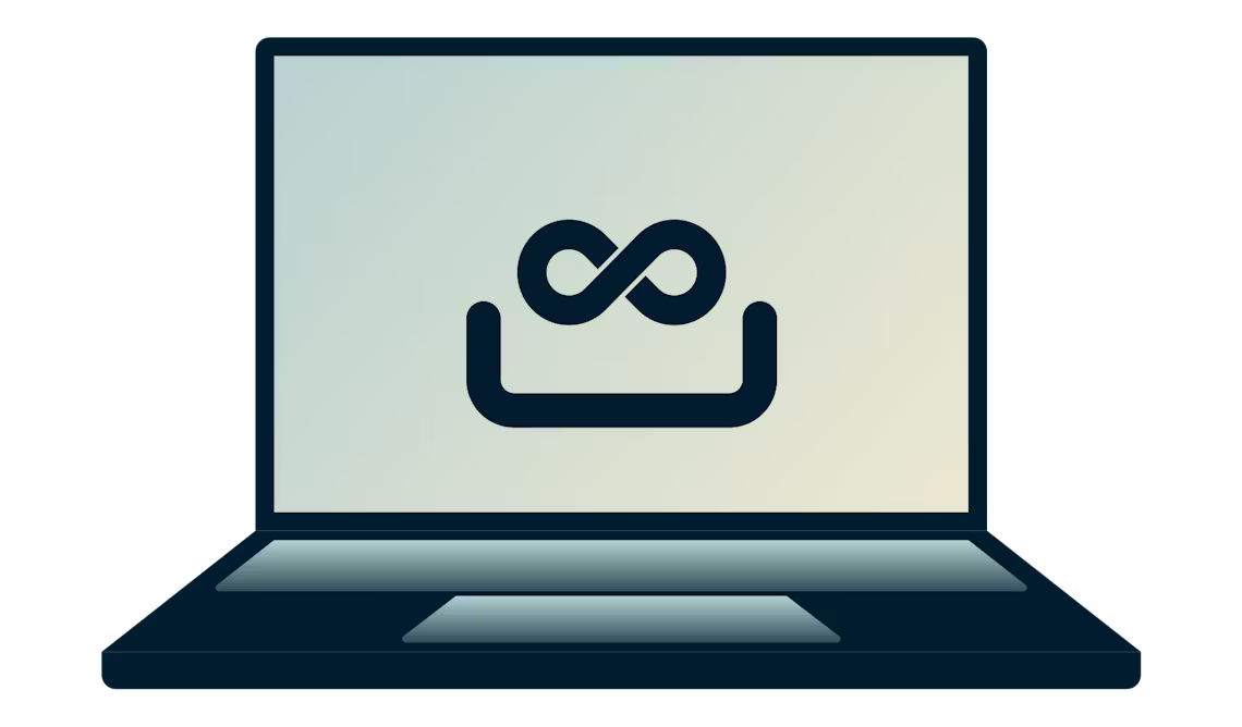 Få tilgang til sensurerte nettsteder med din sikre ExpressVPN-app. En bærbar datamaskin med en uendelig sløyfe på den.