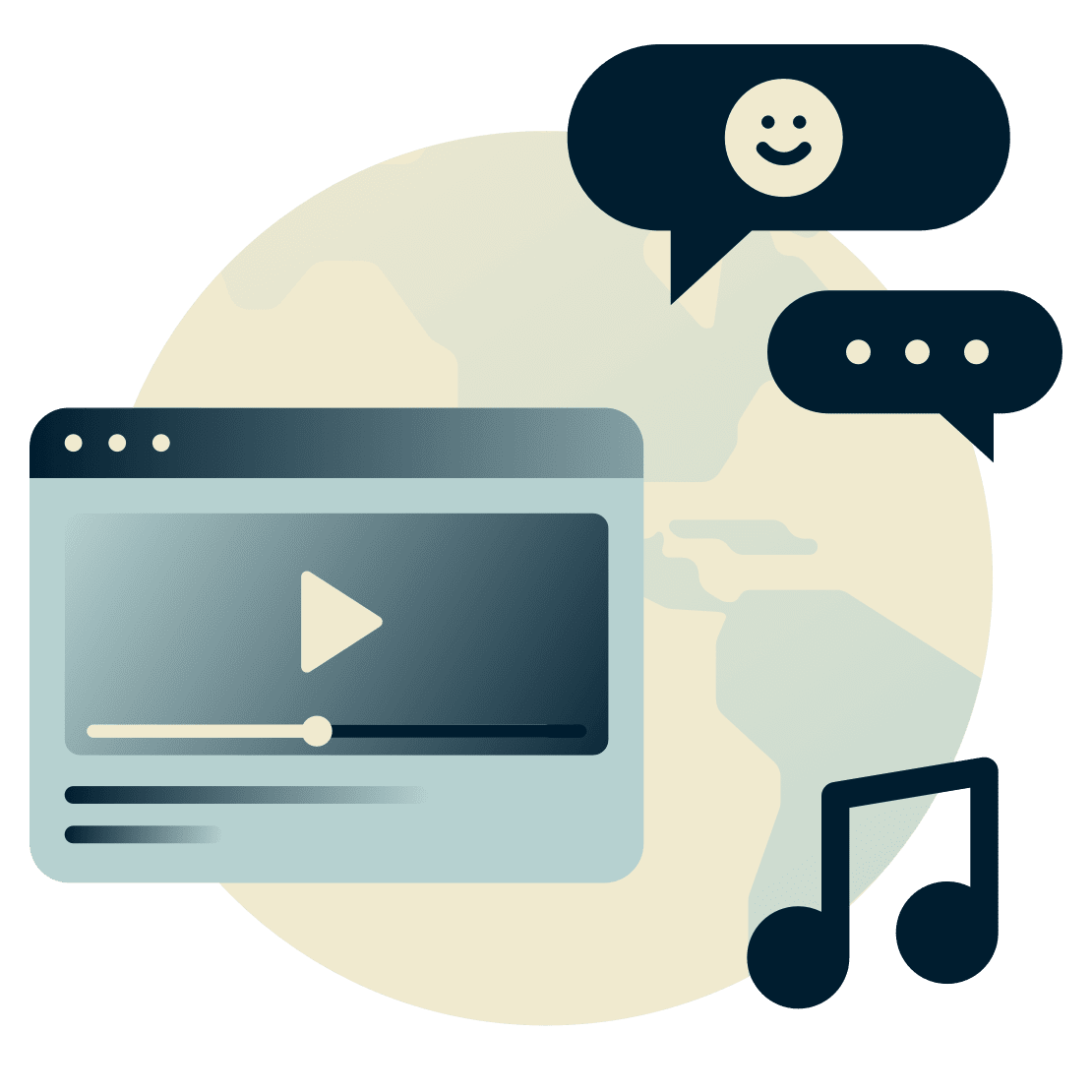 ลูกโลกที่มีเครื่องเล่นวิดีโอ เพลง และแชท