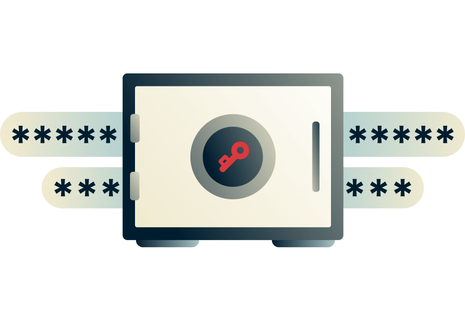 Adgangskoder og en sikkerhedsboks til ExpressVPN Keys.