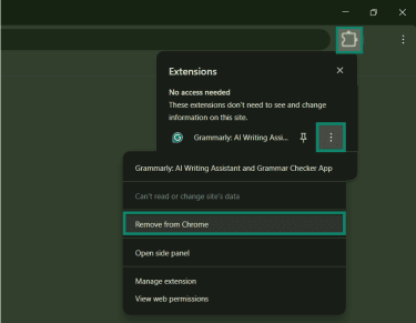 Remove extension through Extension icon.