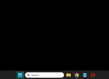 Windows 11 taskbar. The Start menu icon is highlighted.