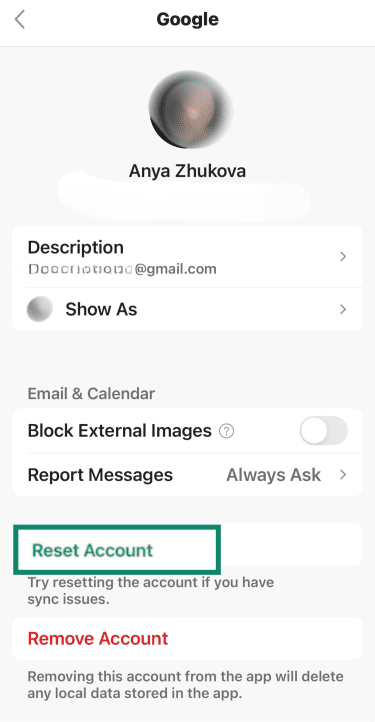 How to reset an account on Outlook iPhone.