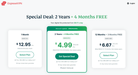 ExpressVPN pricing plans