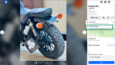 Facebook Marketplace's Report listing option